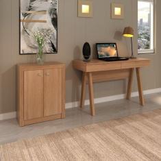 Conjunto Home Office Escrivaninha ME4128 120cm e Balcão 2 Portas Espresso Móveis Amendoa