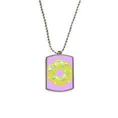 DIYthinker Colar para animais de estimação com pingente de corrente de aço inoxidável para doces com rosquinha verde