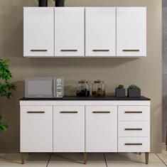 Cozinha Completa 7 Portas 3 Gavetas Atenas Kaiki Móveis Branco