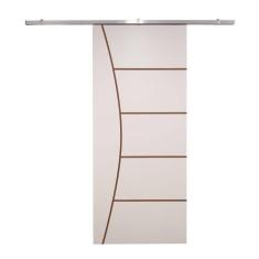 Porta De Correr Branco Prime Frisada Kit Alumínio F10 - 210x60