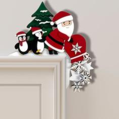 Enfeite de porta de Natal 2024, decoração de casa, boneco de neve engraçado, Papai Noel, moldura de porta, decoração de sinalização de canto, paredes de janelas, artesanato faça você mesmo para