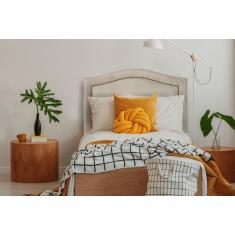 Cabeceira Solteiro Curva 90x60cm Suede Off White - Prata - Flamingo De