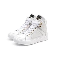 Tenis Feminino Botinha Treino Academia Fitness Couro - Bawmi, Branco, 