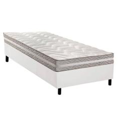 Cama Box Solteiro: Colchão Espuma D33 Paropas D45- Pro Sono Double Face Prata + Base Crc Courano White (88x188)
