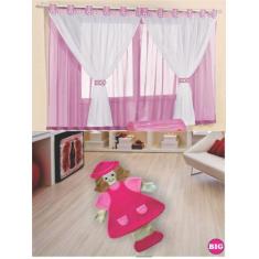 Kit decoração p/ Quarto de Menina = Cortina Malha Juvenil + Tapete Pel