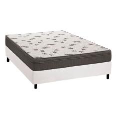 Cama Box Casal: Colchão Espuma Ortobom D45 Light Saúde Ortopilow + Base crc Courano White(138x188)
