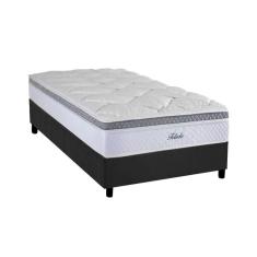 Conjunto Box Solteiro: Colchão Molas Herval Masterpocket Toledo + Base Crc Suede Gray(88x188)