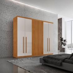 Guarda Roupa 6 Portas e 4 Gavetas 100% Mdf Premier Naturale Off White