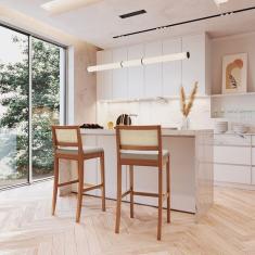 Kit 2 Banquetas Com Encosto E Apoio Para Pés Tiê Cabecasa Madeiramadeira Amêndoa-off White