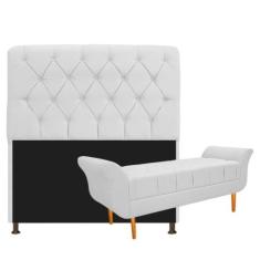 Kit Cabeceira Lady e Recamier Ari 90 cm Corano Branco - Doce Sonho Móv