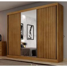 Guarda Roupa Casal Ripado 3 Portas 8 Gavetas Canastra Móveis  Horizonte - Cumaru