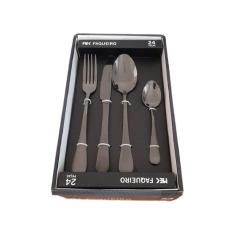 Faqueiro 24 Peças black luxo Garfo Faca Colher Talheres