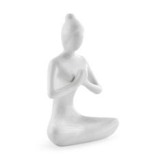 Escultura Yoga Branca Em Porcelana 12969 Mart