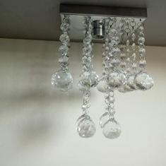 Lustre de cristal para Hall social e base de inox de 14x14cm com 20cm de altura