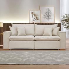 Sofá Retrátil 200cm Barcelona Linho/Cru