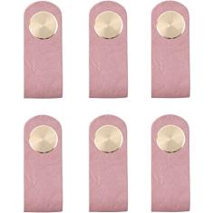 Sanlykate 6 peças de puxadores de couro PU para armários e gavetas, puxadores e puxadores de gaveta de couro feitos à mão com parafusos para decoração de móveis de escritório em casa, ferragens de