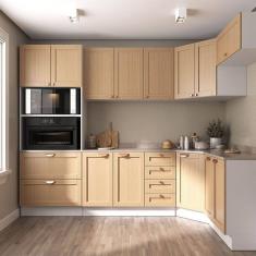 Cozinha Modulada 7 Peças com Tampo 1 Torre 3 Aéreos 3 Balcões Arizona Cabecasa Madeiramadeira Figueira