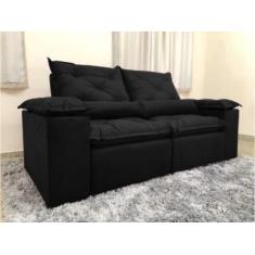 Sofá Retrátil e Reclinável 2,20m em Tecido Veludão C/ Pillow nos Braço