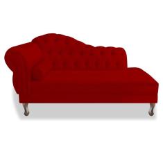 Recamier Divã Sofá 140 cm Lado Esquerdo Suede Vermelho