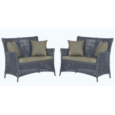 2 Sofás área Externa Igapó Alumínio Marrom Corda Náutica E8 Prata