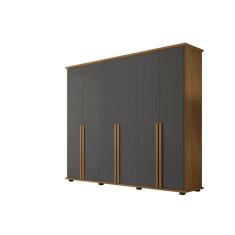Guarda-Roupa 6 Portas 5 Gavetas Estrela Cinamomo/Grafite – RV Móveis