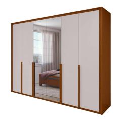 Guarda Roupa  6 Portas Espelho Easy Space Frassino/Off White