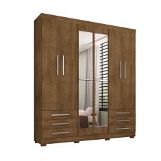Guarda Roupa De Casal 6 Portas e 6 Gavetas Com Espelho Durham - Malbec - ÉdeCasaMóveis