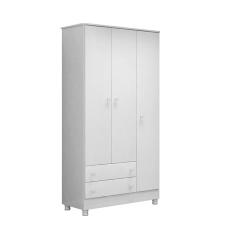 Guarda-Roupas Infantil 3 Portas 2 Gavetas Encanto Feliz -Branco Branco - ÉdeCasaMóveis