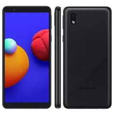 Smartphone Samsung Galaxy A01 Core Preto 32GB, Tela Infinita de 5.3”, Câmera Traseira 8MP, Android GO 10.0, Dual Chip e Processador Quad-Core