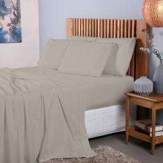 Lençol Avulso King Size 400 Fios C/Elástico 100% Algodão (Bege)