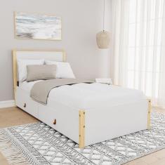 Cama Solteiro 2 Gavetas Íris CabeCasa MadeiraMadeira Branco/Natural