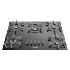 Cooktop à Gás Mueller 5 bocas Ultra Chama Mesa Vidro Preto - Bivolt