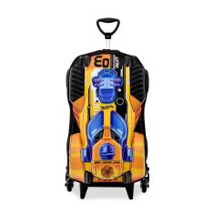Mochila Escolar 3 D Hot Wheels Com Rodinhas Dourada