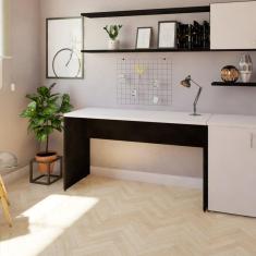 Mesa Reta Corp 25mm 120 cm Bramov Móveis Preto/Branco