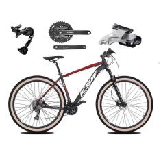 Bicicleta Aro 29 Ksw Xlt Alumínio Câmbio Traseiro Shimano Alívio e Altus 27v Freio Hidráulico Garfo Com Trava Pneu com Faixa Bege - Pto\Verm\Bco
