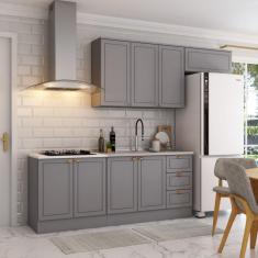 Cozinha Compacta Veneza 8 Portas 3 Gavetas 100% Mdf Americana Cinza - Panorama Móveis