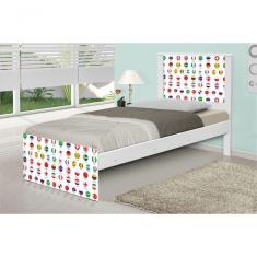 Cama Solteiro Adesivada Futebol Seleções Copa Com Colchão