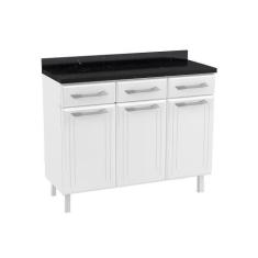 Balcão de Cozinha  Topázio 3 Portas e 3 Gavetas c/Tampo Branco - Telas