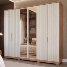 Guarda Roupa Casal Vidro Reflecta 6 Portas 6 Gavetas La Belle Panan Mó