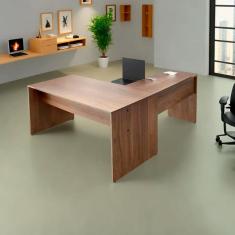 Mesa de Escritório em L Madeira 148x148 Nogal/Preto