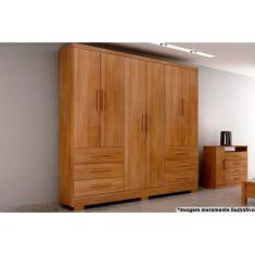 Guarda Roupa 6 Portas e 6 Gavetas c/ Pés Encant/Berlim Cumaru - Novo Horizonte