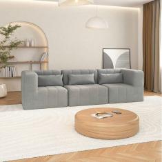 Sofá Modular 02 Cantos E 01 Poltrona Easybox Cabecasa Madeiramadeira Cinza Claro