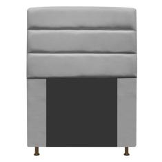 Cabeceira Estofada Turim 90 cm Solteiro Suede Cinza - Doce Sonho Móvei