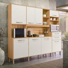 Armário de Cozinha Compacta 8 Portas 2 Gavetas Freijó e Off White Hort
