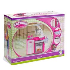 Brinquedo Cozinha Infantil Classic Cotiplas Rosa com Armário Pia Fogão