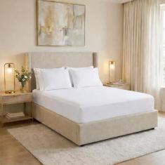 Lençol cama Casal 400 Fios 3 Peças 100% algodao com elastico - Rafalor