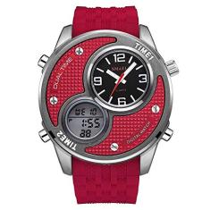 Relógio masculino Smael Display Grande 1199 à prova d´ água (Vermelho)