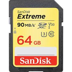 Cartão Sdxc 64gb 90mb/S Sandisk Extreme, Classe 10 E 4k