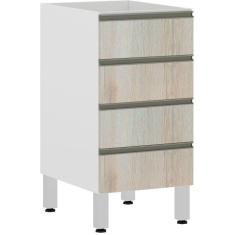 Balcão de Cozinha sem Tampo 40cm 4 Gavetas Pérola Luciane Móveis