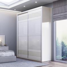 Guarda Roupa Solteiro 2 Portas 2 Gavetas 178,6cm Dalla Costa Off White Brilho